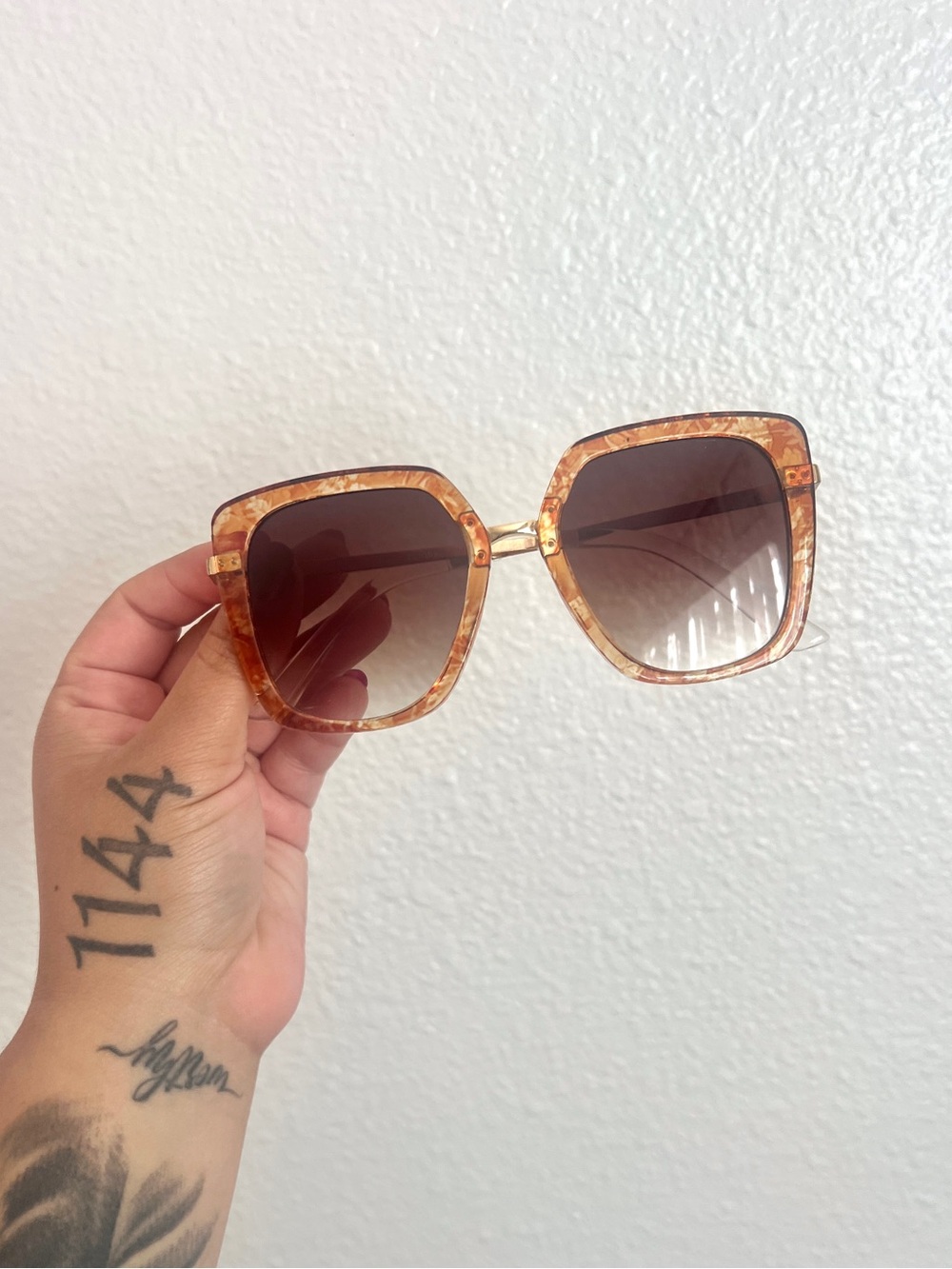 Tortoiseshell Square Sunglasses - Brown Lenses